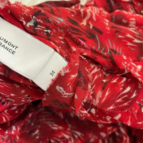 IRO Darling red printed  ruffle mini dress - Picture 9 of 12